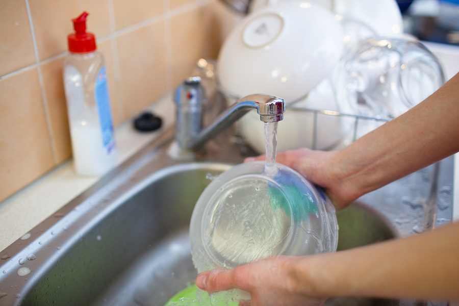 Washing the dishes