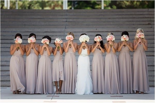 Hiding behind flowers wedding photo