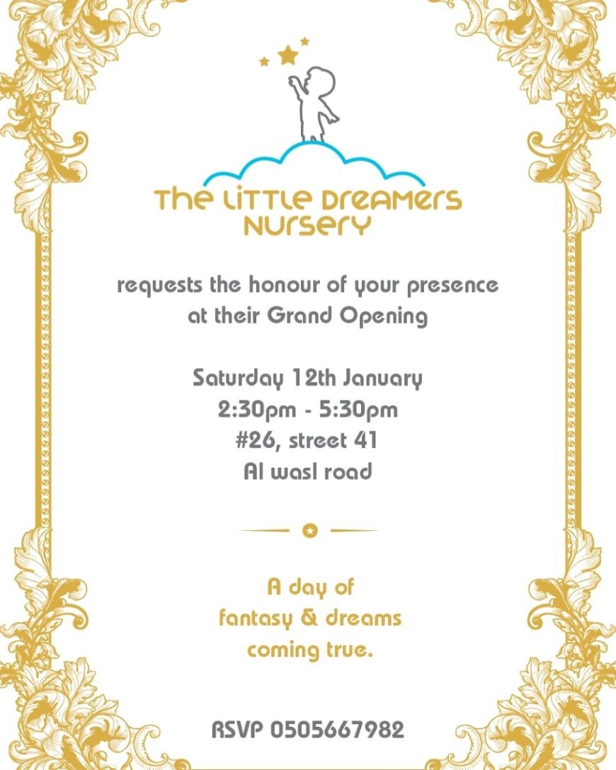The Little Dreamers Nursery Grand Opening Saturday 12th January The Little Dreamers Nursery Grand Opening Saturday 12th January