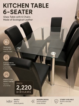 6 seater Glass kitchen tables and chairs 