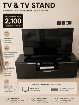 Samsung TV and Pan Emirates Tv stand 