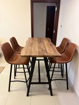 Industrial Bar Height Dining Table with 4 Matching Bar Stools