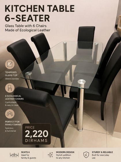 6 seater Glass kitchen tables and chairs 