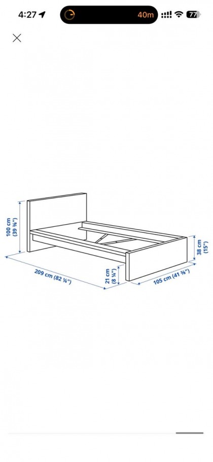 IKEA Single Bed with Slatted Base without Mattress