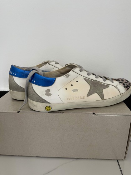 Golden Goose Womens Ball Star Leather Trainers - White/Silver/Multi Leopard