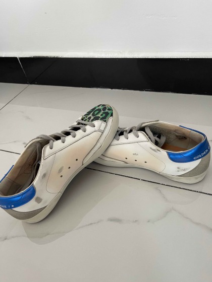 Golden Goose Womens Ball Star Leather Trainers - White/Silver/Multi Leopard