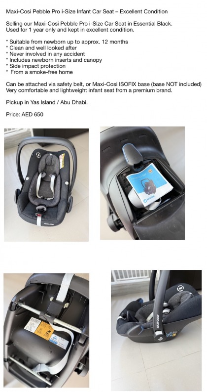 Maxi-Cosi Pebble Pro i-Size Infant Car Seat – Excellent Condition